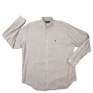 Ralph Lauren Golf Shirt Mens Sz XL Green Check Tilden Cotton Button Up‎ Collared